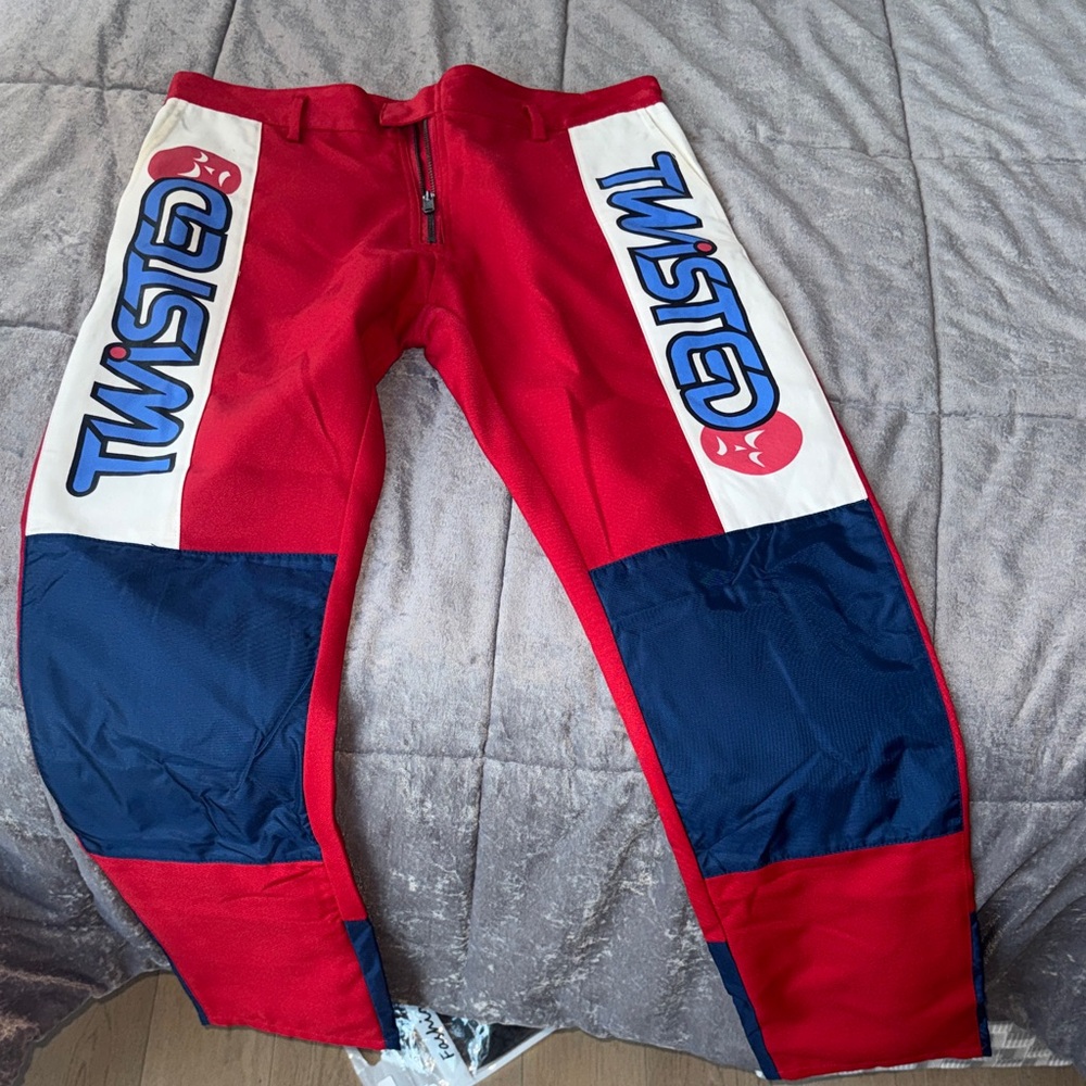 Marc Jacob’s Twisted Red and Blue Racing Pants